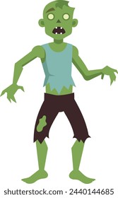 Hand drawn flat halloween zombie vector