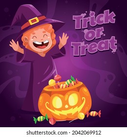Hand drawn flat Happy Halloween illustration