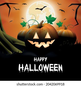 Hand drawn flat Happy Halloween illustration