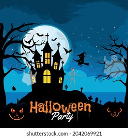 Hand drawn flat Happy Halloween illustration