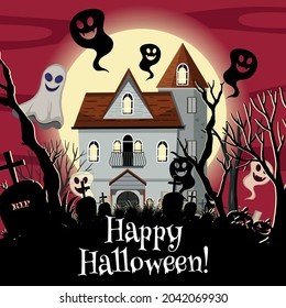 Hand drawn flat Happy Halloween illustration