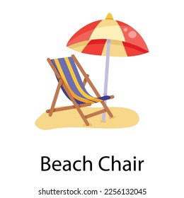 Un icono plano dibujado a mano en una silla de playa 