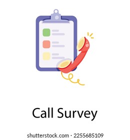 Icono plano dibujado a mano de la encuesta de llamadas 