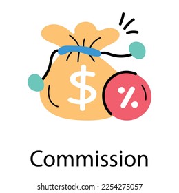 Icono plano dibujado a mano de comisión 