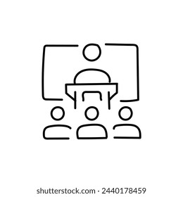 Icono plano dibujado a mano para la conferencia