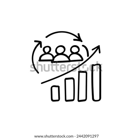Hand Drawn flat icon for demand