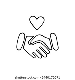 Hand Drawn flat icon for friends handshake