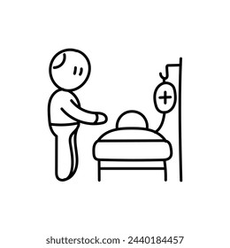 Hand Drawn flat icon for hospital bed admit