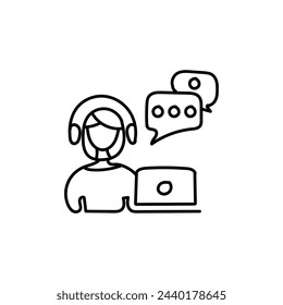 Hand Drawn flat icon for live chat