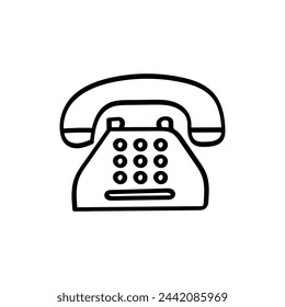 Icono plano dibujado a mano para el viejo teléfono típico