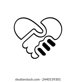 Hand Drawn flat icon for peace or handshake