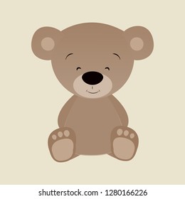 Hand drawn flat illustration of a cute funny bear. Isolated objects on white background. Design concept for children t-shirt.
