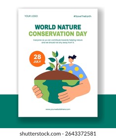 Hand Drawn Flat Illustration Template for Nature Conservation Social Media Vertical Poster
