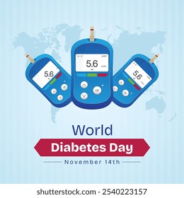 Hand drawn flat illustration of world diabetes day background