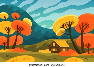 Handgezeichnete Flachbildlandschaft