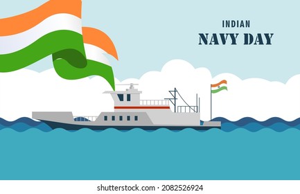 Ilustración del día de la marina india dibujada a mano