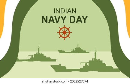 Hand Drawn Flat Indian Navy Day Illustration