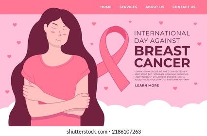 Webpage-Illustration eines handgezeichneten, internationalen Tages gegen Brustkrebs