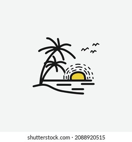 hand drawn flat island logo, editable vector file for all of your graphic needs.