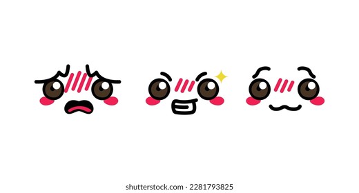 Hand drawn flat kawaii face design