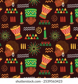 hand drawn flat kwanzaa pattern design