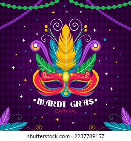 Hand drawn flat mardi gras mask