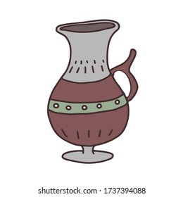 Hand drawn flat milk pot. Cartoon vector pitcher illustration. Design element, perfect for postcard, posters, web sites, coffee shop menu, tea store logo, print for merch