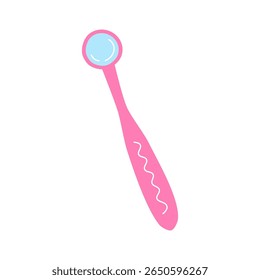 Hand drawn flat mouth mirror or dentist's mirror isolated on white background. Oral care concept.