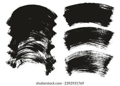 Hand Drawn Flat Paint Brush Thick Long Curved Mix Background High Detail Abstract Vector Background Mix Set 