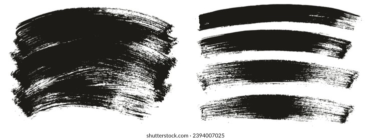 Hand Drawn Flat Paint Brush Thick Long Curved Mix Background High Detail Abstract Vector Background Mix Set 