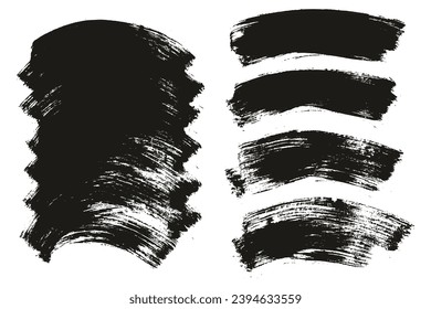 Hand Drawn Flat Paint Brush Thick Long Curved Mix Background High Detail Abstract Vector Background Mix Set 