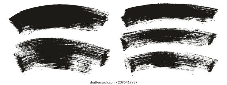 Hand Drawn Flat Paint Brush Thick Long Curved Mix Background High Detail Abstract Vector Background Mix Set 