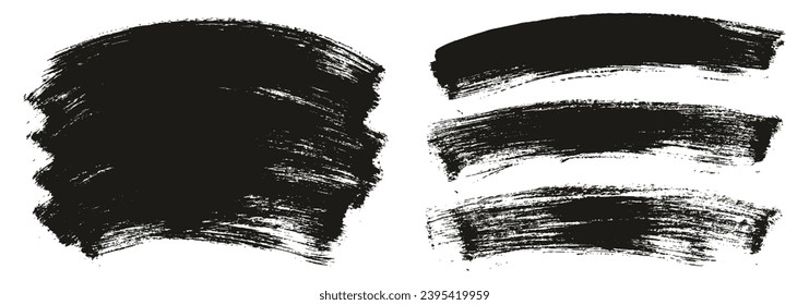 Hand Drawn Flat Paint Brush Thick Long Curved Mix Background High Detail Abstract Vector Background Mix Set 