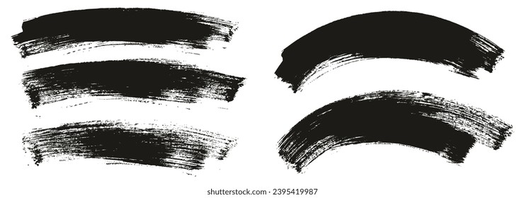 Hand Drawn Flat Paint Brush Thick Long Curved Mix Background High Detail Abstract Vector Background Mix Set 