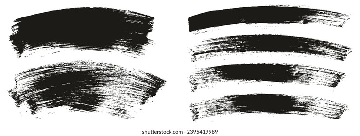 Hand Drawn Flat Paint Brush Thick Long Curved Mix Background High Detail Abstract Vector Background Mix Set 