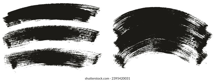 Hand Drawn Flat Paint Brush Thick Long Curved Mix Background High Detail Abstract Vector Background Mix Set 