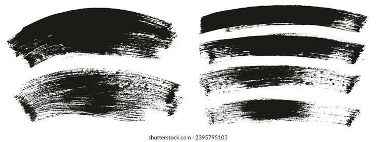 Hand Drawn Flat Paint Brush Thick Long Curved Mix Background High Detail Abstract Vector Background Mix Set 