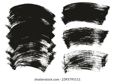 Hand Drawn Flat Paint Brush Thick Long Curved Mix Background High Detail Abstract Vector Background Mix Set 