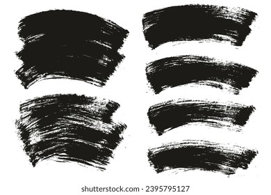 Hand Drawn Flat Paint Brush Thick Long Curved Mix Background High Detail Abstract Vector Background Mix Set 