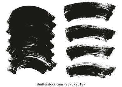 Hand Drawn Flat Paint Brush Thick Long Curved Mix Background High Detail Abstract Vector Background Mix Set 