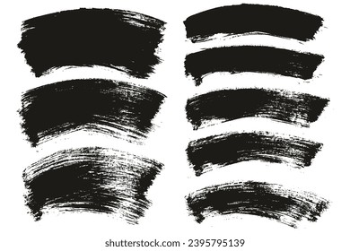 Hand Drawn Flat Paint Brush Thick Long Curved Mix Background High Detail Abstract Vector Background Mix Set 