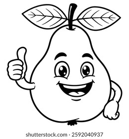 Hand drawn flat pear vector Clipart Illustration with a white background