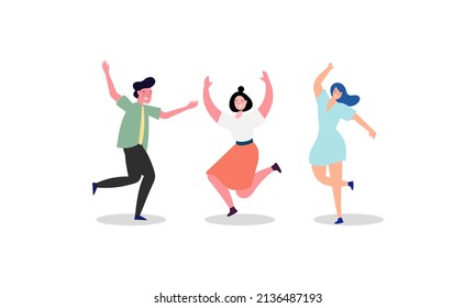Hand drawn flat people dancing illustration