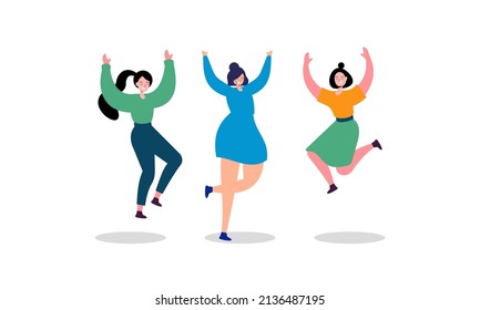 Hand drawn flat people dancing illustration