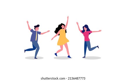 Hand drawn flat people dancing illustration
