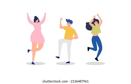Hand drawn flat people dancing illustration