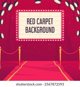 Hand drawn flat red carpet background