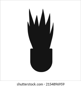 Hand drawn flat silhouette of potted houseplant isolated on white background