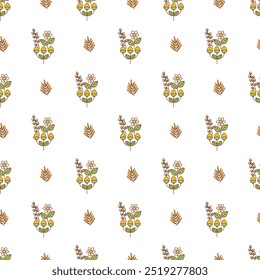 Hand drawn flat  small floral pattern design.