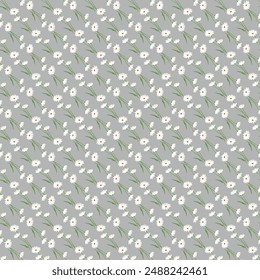Hand drawn flat small flowers pattern